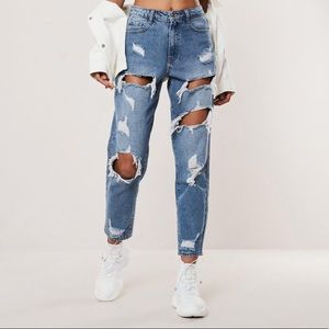 Blue Distressed Mom Jean